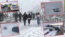İstanbul'da buzlu yollarda sürücülerin çilesi