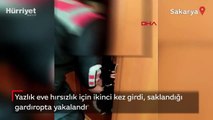 Yazlık eve ikinci kez girdi, gardıropta yakalandı! O anlar kamerada