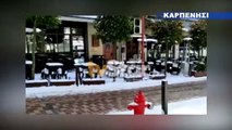 Καρπενήσι: Χειμωνιάτικο το σκηνικό στο κέντρο της πόλης