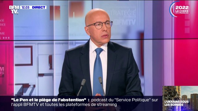 Offensive russe: Ces attaques sont insupportables et doivent conduire la communauté internationale à renforcer sa pression, tout en maintenant le dialogue , estime Eric Ciotti