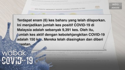6 Kes Baharu COVID-19 Disahkan di Malaysia Hari Ini 🦠