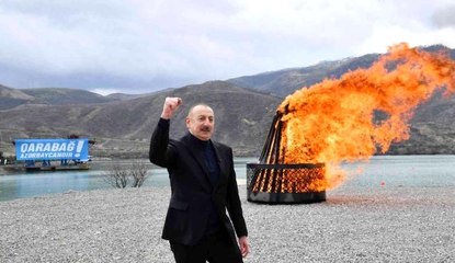 SUKAVUŞAN - Azerbaycan Cumhurbaşkanı Aliyev, Karabağ'da Nevruz ateşini yaktı