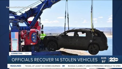 Officials recover 14 stolen vehicles from Kern County aqueduct