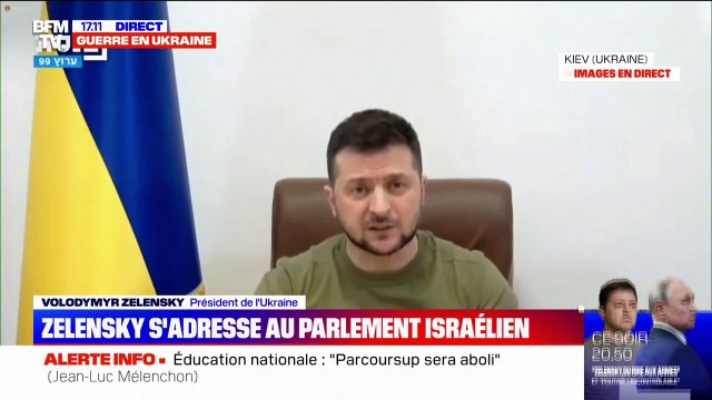 Volodymyr Zelensky, devant le parlement israélien: Nous avons la même menace, vous et nous: la destruction totale de notre peuple