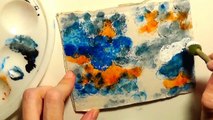 Abstract Painting with Orange Black and Blue