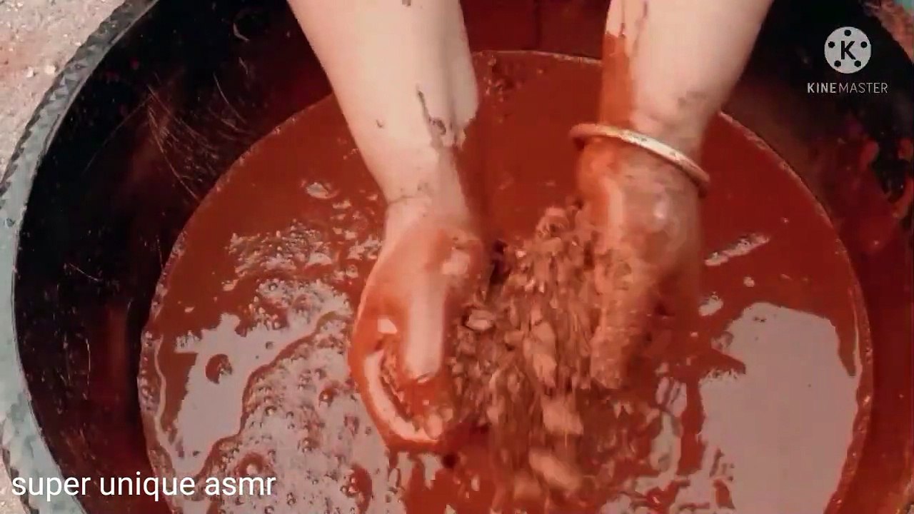 Rich Red Dirt Gritty Sand Cement Water Crumbles Cr: Super Unique ASMR