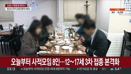 오늘부터 사적모임 8인…12∼17세 3차 접종 본격화