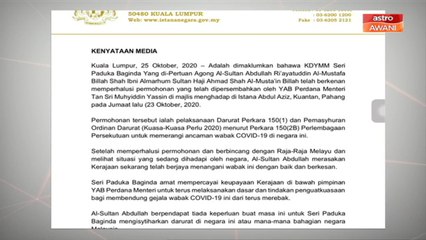 Perincian Titah YDP Agong mengenai tiada keperluan isytihar darurat