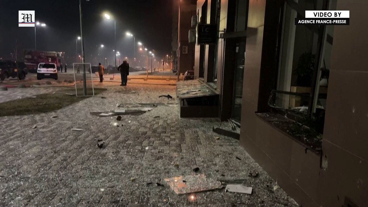 People take shelter after Russian shelling of Kyiv mall