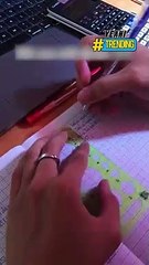 Nam sinh viết bài bằng thước kẻ cùng kết quả gây ngỡ ngàng