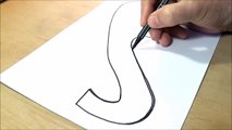 Trick Art Drawing - How to Draw 3D Letter S - Anamorphic Illusion