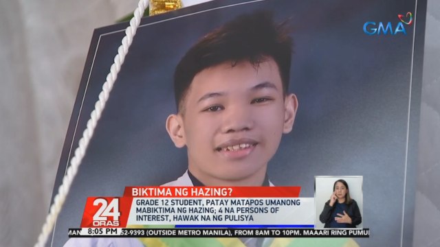 Grade 12 student, patay matapos umanong mabiktima ng hazing; 4 na persons of interest, hawak na ng pulisya | 24 Oras