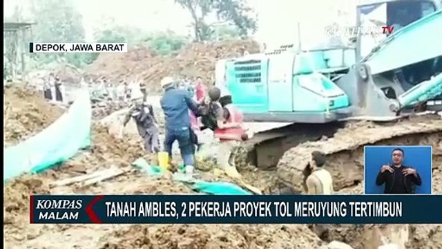 Detik-Detik Evakuasi 2 Pekerja yang Tertimbun Tanah di Proyek Tol Meruyung
