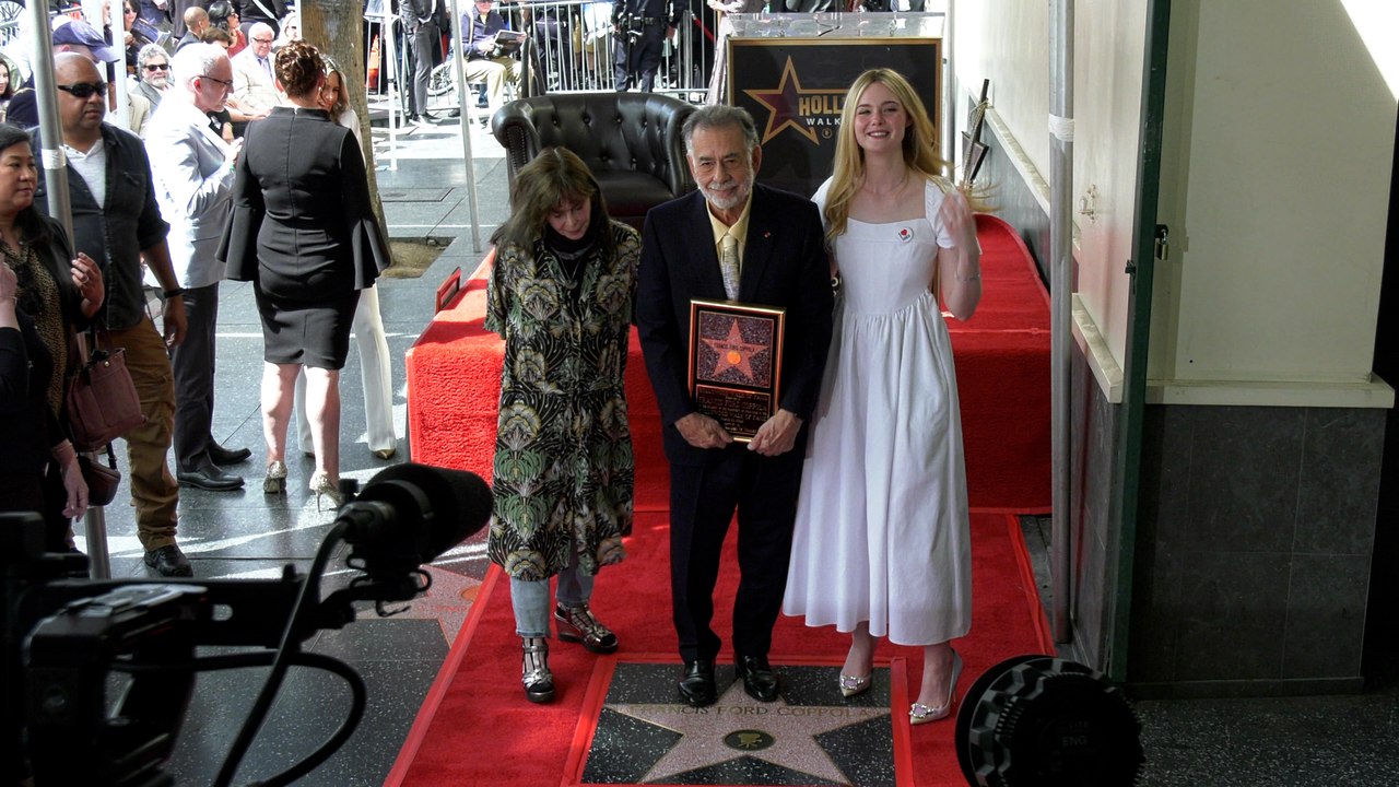 Francis Ford Coppola Honored With Star On The Hollywood Walk Of Fame with Elle Fanning and Talia Shire