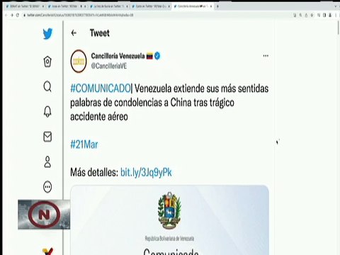 COMUNICADO | Venezuela extiende a China sus condolencias y solidaridad por siniestro aéreo
