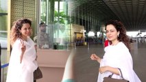 Kangana Ranaut Mumbai Airport पर हुईं स्पॉट, Media के आगे ख़ुशी से दिए पोज़ | FilmiBeat