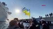 Abramoviç'in lüks yatına Bodrum'da Ukraynalı sporculardan protesto