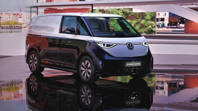 The new Volkswagen ID. Buzz Cargo Exterior Design in Candy White and Starlight Blue