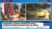 ¡Monumental incendio arrasa bodegas y un taller en SPS!