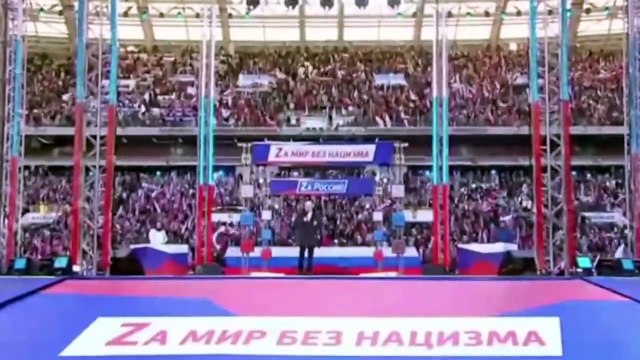 Vladimir Putin cut off mid-sentence during huge rally in Moscow
