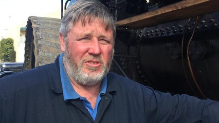 Phillip Mullins and his firebox on the 1924 road locomotive