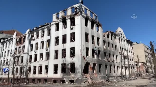 Rusya saldırısı altındaki Harkiv kentinde binalar ağır hasar gördü