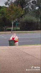 Adelle Robinson-Cummins takes a sumo suit to the curb in Lake Albert