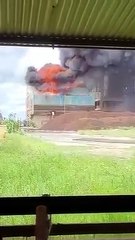 Vídeo registra incêndio em fábrica de cimento em Quixeré