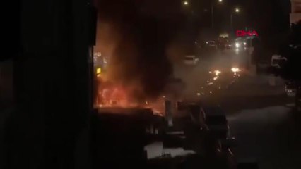 ATAŞEHİR'DE KORKU DOLU ANLAR, ALEV TOPUNA DÖNEN TAKSİ KENDİLİĞİNDEN HAREKET ETTİ