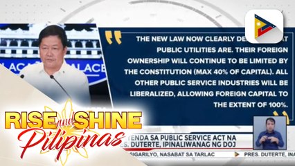 Mga saklaw ng amyenda sa Public Service Act na nilagdaan ni Pres. Duterte, ipinaliwanag ng DOJ