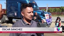 En Tijuana traileros realizaron hoy una protesta para exigir mayor seguridad.