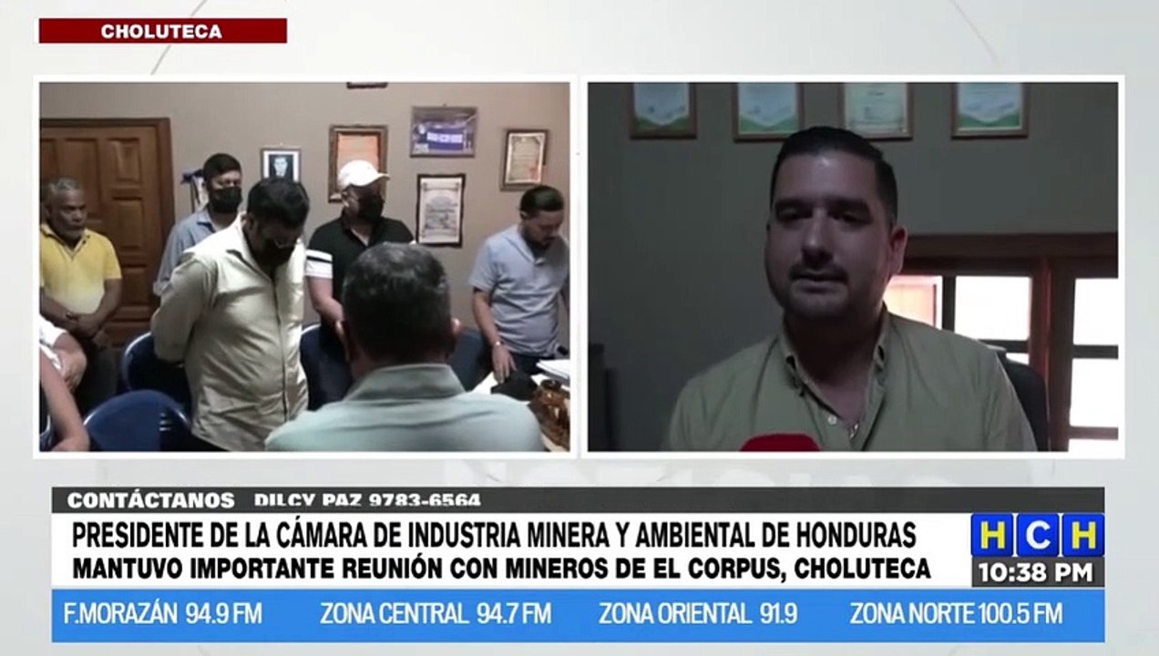 Presidente de la Cámara de Industria Minera y Ambiental de Honduras se reúne con mineros de El Corpus, Choluteca