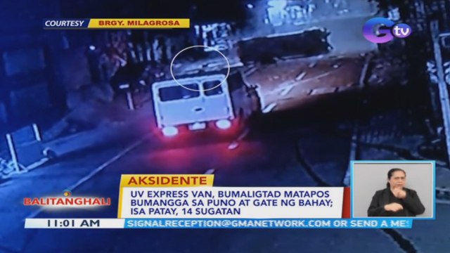 UV Express van, bumaliktad matapos bumangga sa puno at gate ng bahay; isa patay, 14 sugatan | BT