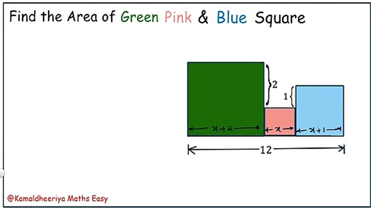 Find the area of green blue and pink Square Geometry Problem for Olympiad @Kamaldheeriya Maths easy