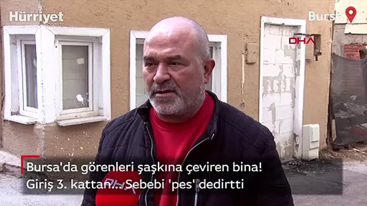 Bursa'da görenleri şaşkına çeviren bina! Giriş 3. kattan... Sebebi 'pes' dedirtti