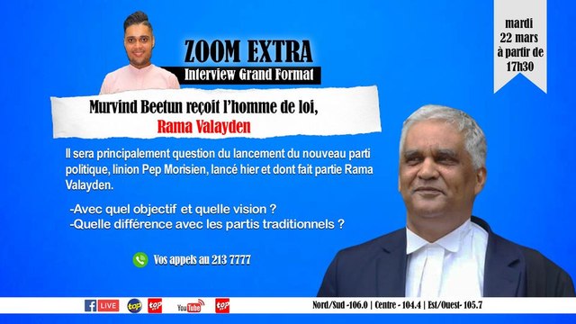 Zoom Extra: Murvind Beetun reçoit Rama Valayden pour l’Interview Grand Format