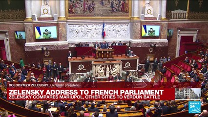 REPLAY: Zelensky adresses French Parliament, compares Mariupol to Verdun battle