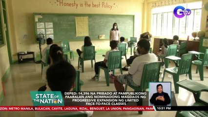 DEPED: 14,396 na pribado at pampublikong paaralan, nominadong magdaos ng progressive expansion ng limited face-to-face classes | SONA