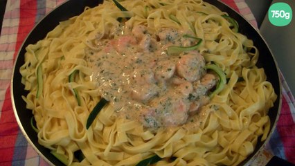 Скачать видео: Crevettes à la crème et ses deux tagliatelles