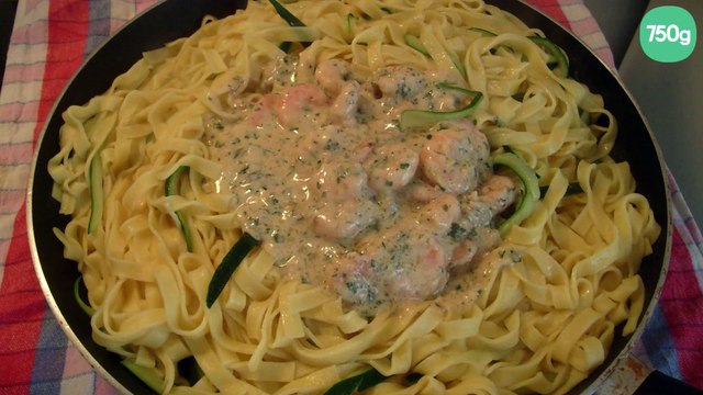 Crevettes à la crème et ses deux tagliatelles