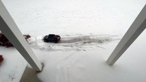 RC Car Plows Snow in the Driveway