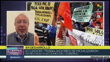 Trabajadores de Ecuador se movilizan en rechazo a políticas de privatización del Gobierno