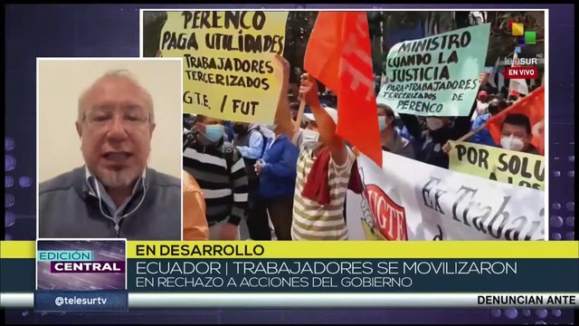 Trabajadores de Ecuador se movilizan en rechazo a políticas de privatización del Gobierno