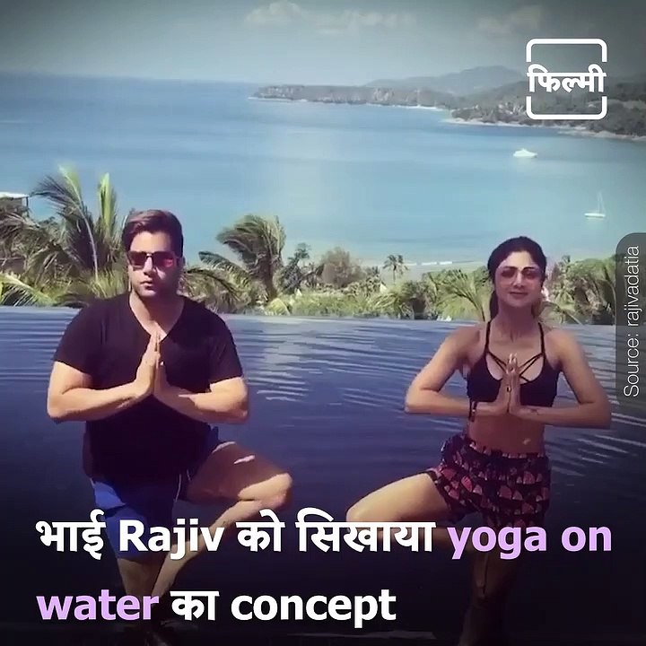 Shilpa Shetty Ruins Rajiv Adatia’s Yoga Moment, Pushes Him Into The Pool