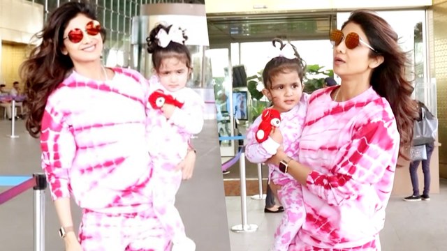 Cuteness Alert! Shilpa Shetty & Her Daughter Wear Matching Outfits At Airport
