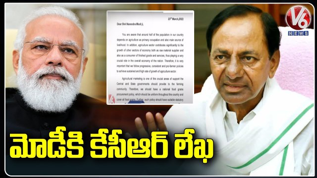 CM KCR Writes Letter To PM Modi On Paddy Procurement In Telangana _ V6 News