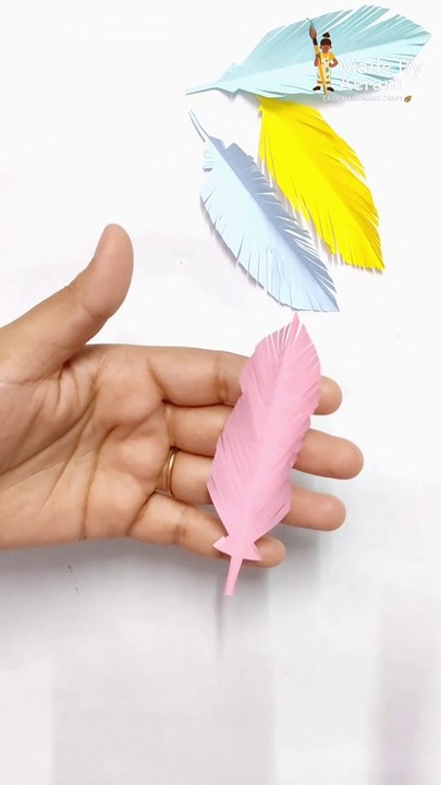 Easy making colourful paper feather for kids  DIY paper craft