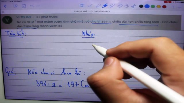 cách tính chiều dài chiều rộng hình chữ nhật