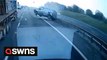 Shocking dashcam footage shows moment van flipped over motorway crash barrier