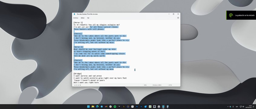 Bloc de notas de Windows 11